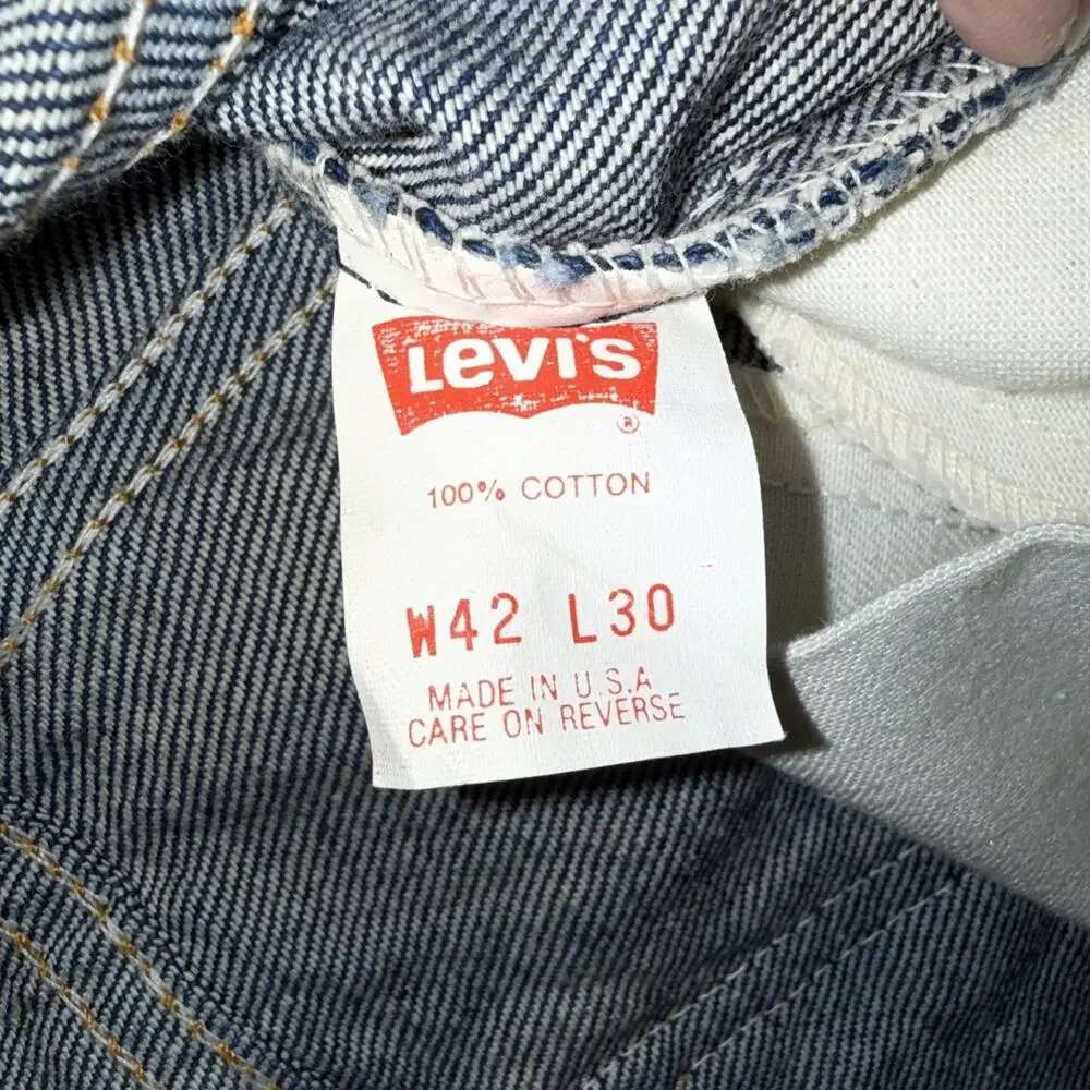 Vintage 1989 Levi's 517 Orange Tab Jeans Men's W42 Raw Hem Cut to L29 Dark Wash